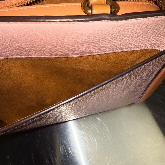Coach Rouge Pink and Tan Leather Handbag/ Crossbody - Picture 7 of 16